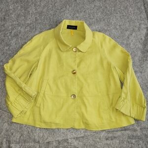 Piazza Sempione Linen Blend Blazer Sport Jacket Top Women's IT42 US 6 Green Y2K